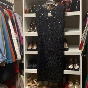 Little black dress sequin dress low back key hole
